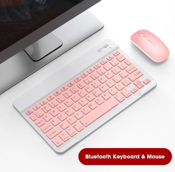 Mini Teclado con Mouse y Soporte para Lápices – Ideal para Trabajar, Escribir y Ver Videos en Cualquier Lugar