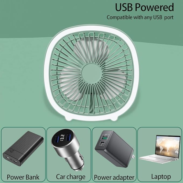 💨 Ventilador Recargable con Luz LED USB | Portátil, Compacto y Versátil