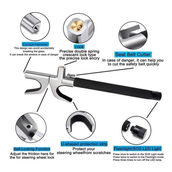 Bloqueo Universal para Volante de Carro – Máxima Seguridad y Protección Antirrobo - Imagen 3