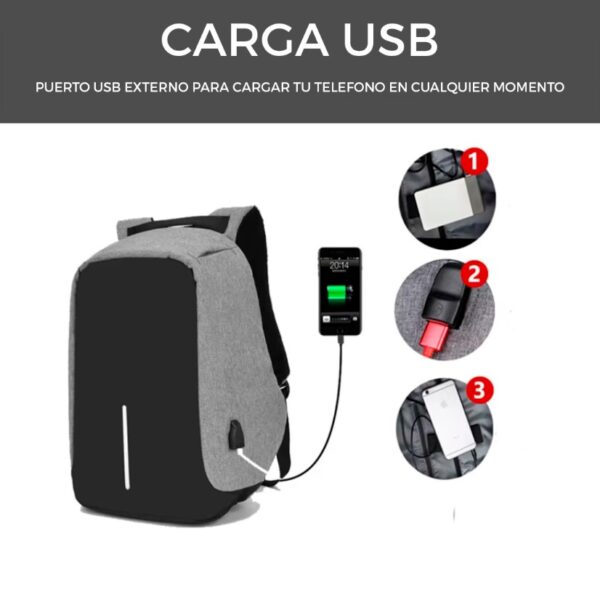 Mochila Antirrobo con Puerto USB – Seguridad y Comodidad para Viajes, Trabajo y Escuela - Imagen 2